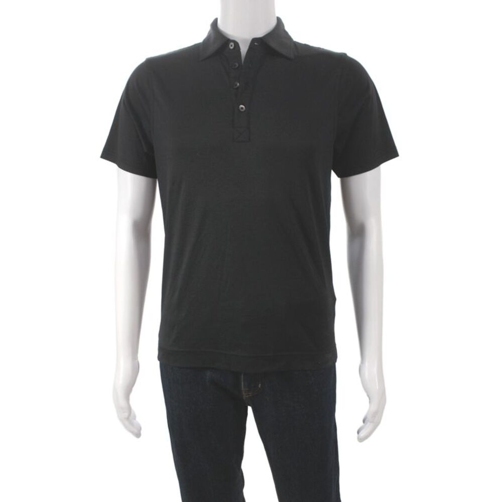 Raffi Mens Collared Polo Short Sleeve Black Solid Size S